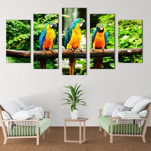 Trio of Parrots - Beautiful Home Décor | Unique Canvas