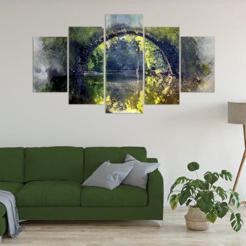 Rakotzbrucke Bridge Watercolour Art Unique Canvas